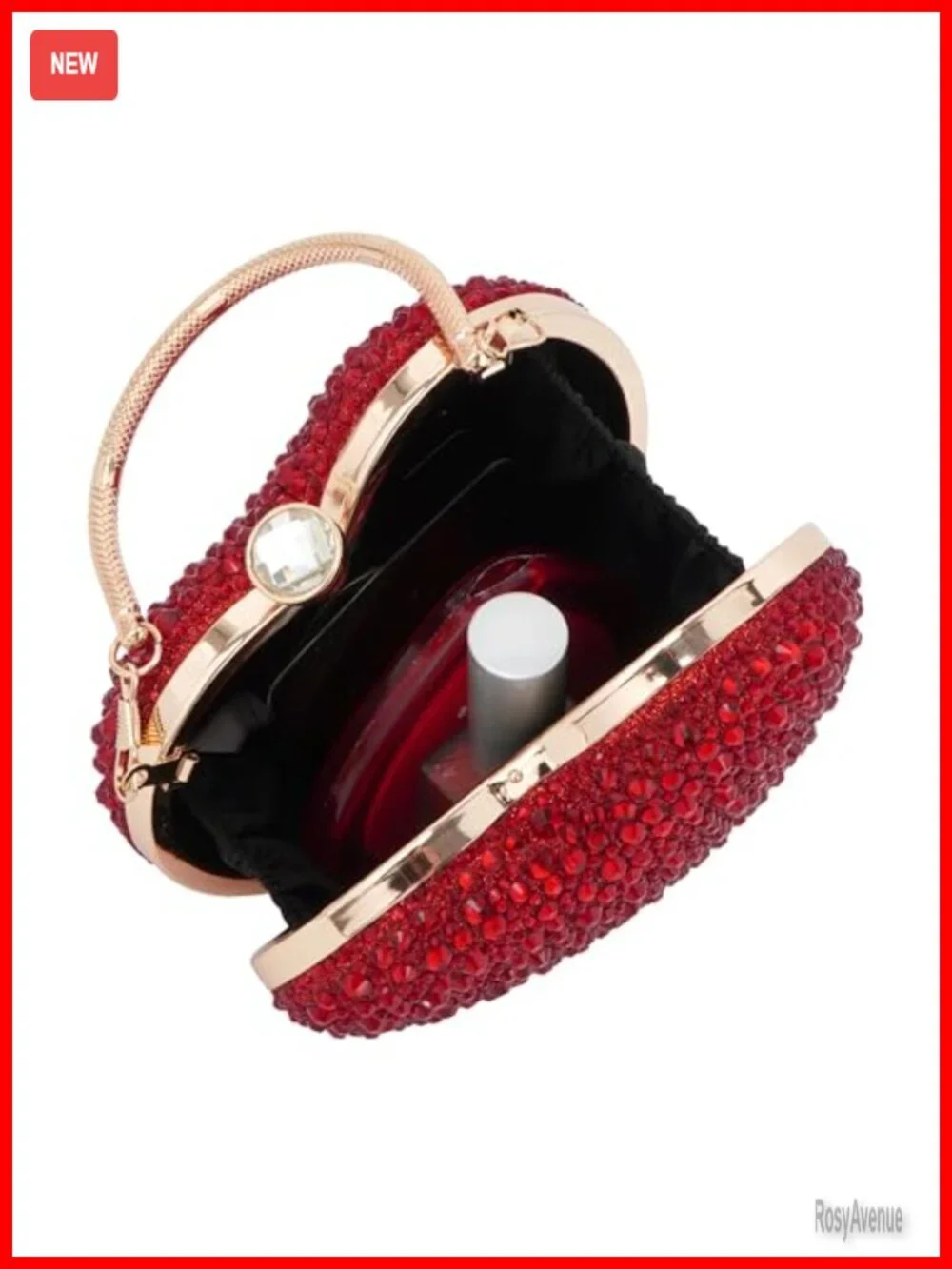 Heart Shaped Acrylic Clutch Evening Bag Mini Chain Purse Rhinestone